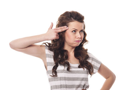 Portrait of young frustrated woman 
の写真素材