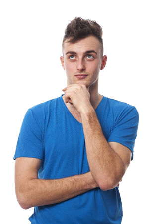 Handsome young man planning somethingの写真素材