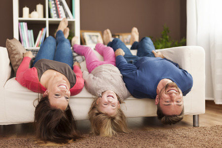 Funny time for family at home の写真素材