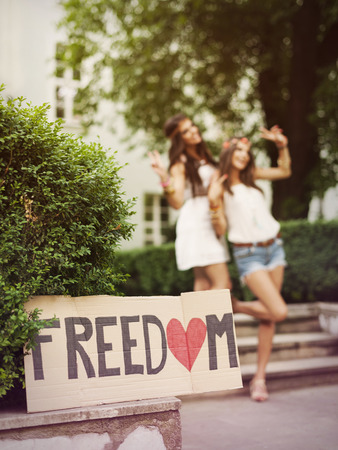 Freedom of girls in summertime の写真素材