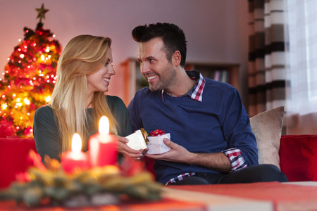 Evening is time to Christmas giftsの写真素材