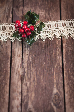 Rustic wood with Christmas decoration の写真素材