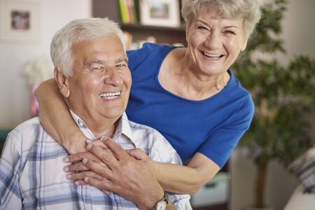 Portrait of laughing senior marriageの写真素材