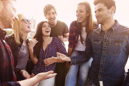 Group of people spending joyful time together