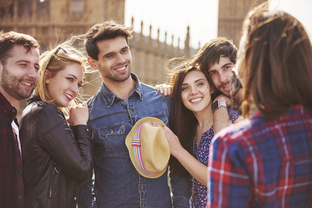 On three, everyone says cheese!の写真素材