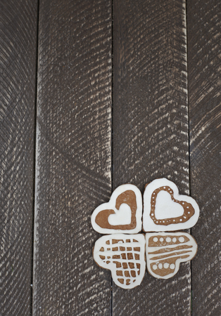 Four beautifully decorated gingerbreads with buttecreamの写真素材