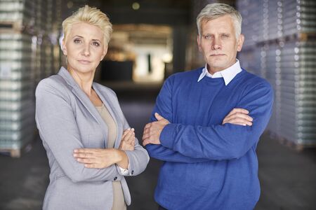 Competent team at big factoryの写真素材