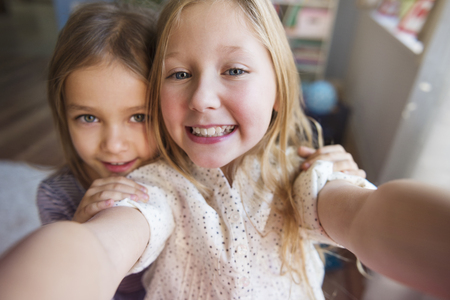 Selfie time with my sisterの写真素材