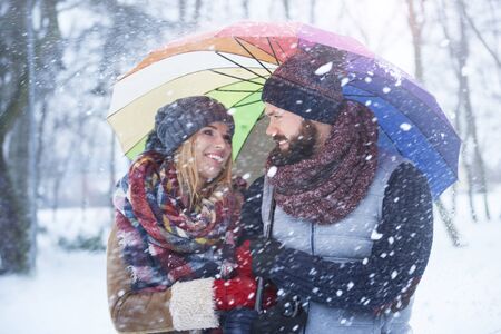 Walking in snowy day