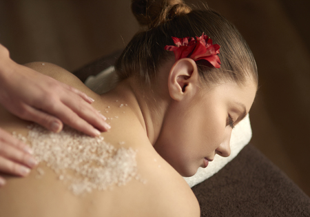 Close up of woman during spa treatmentの写真素材