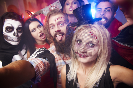 Selfie taken at the halloween partyの写真素材