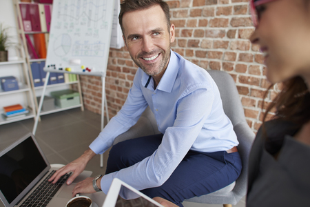 Business meeting over the laptopの写真素材