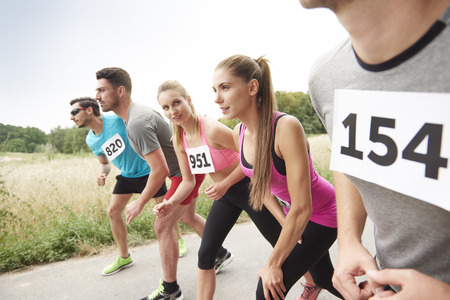 Looking at the biggest marathon rivalの写真素材
