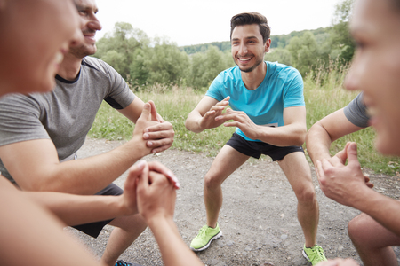 Warming up before hard marathonの写真素材