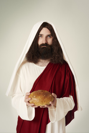 Portrait of Christ with breadの写真素材