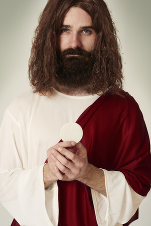 Jesus with the sacred object which is Hostの写真素材