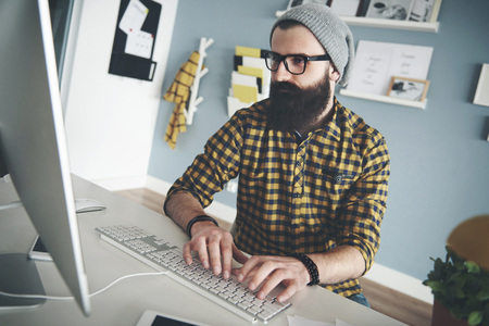 Business person using computer at workの写真素材