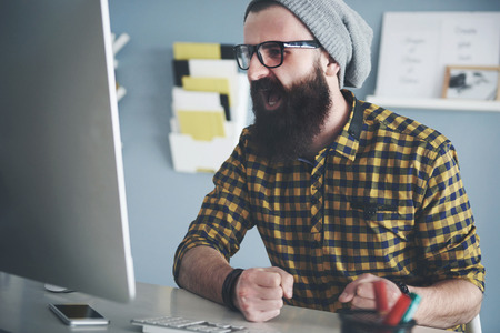 Close up of really furious businessmanの写真素材