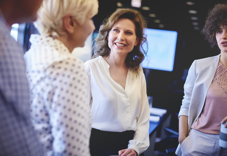 Close up of business people having chat
