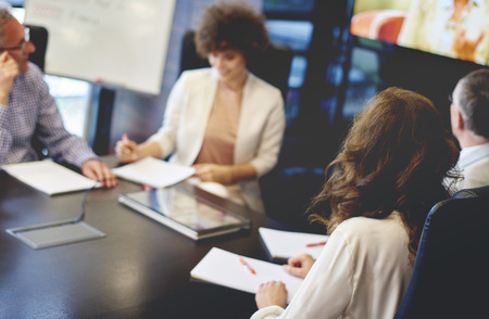 Professional coworkers having meeting in office