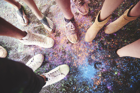 Circle of friends at the festival