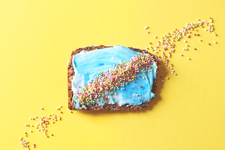Summer sandwich on yellow background