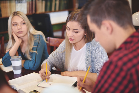College campus studying in libraryの写真素材