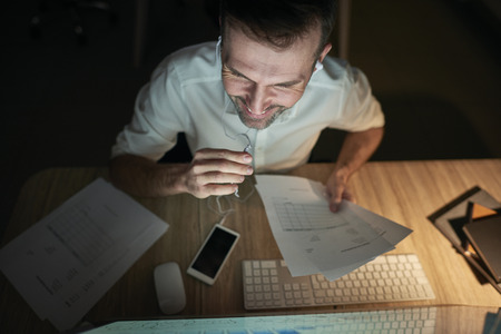Man working late in his office