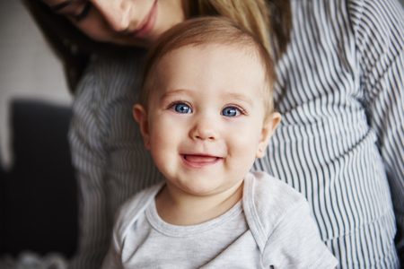 Portrait of smiling, adorable babyの写真素材
