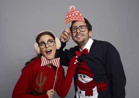 Bizarre couple in Christmas time