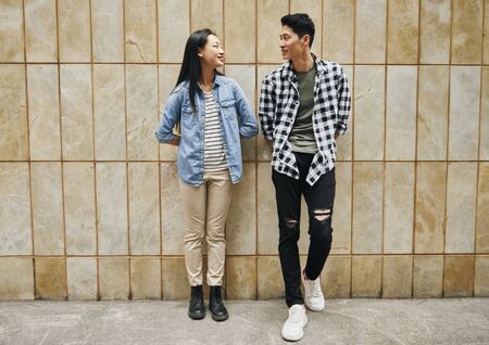 Fashionable Vietnamese couple in the city の写真素材