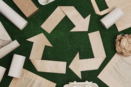 Recycling symbol made of paper  の写真素材