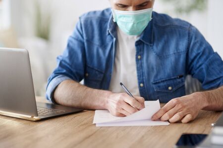 Working at home during a quarantineの写真素材