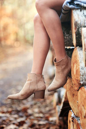 Detail of legs in the autumnal forest