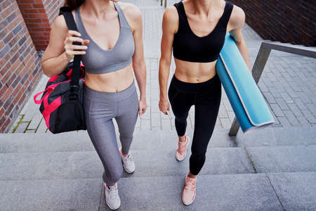 Close up of unrecognizable woman going to training