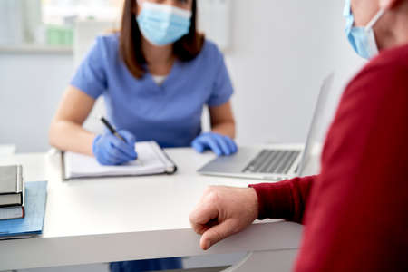 Close up of senior in doctor's office