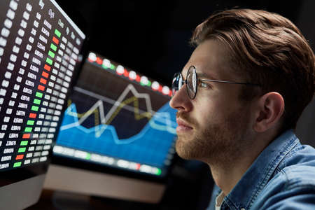 Close up of man working on computer