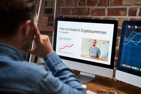 Adult man educating how to invest moneyの写真素材
