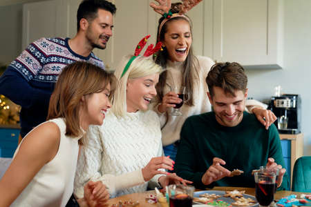 Gingerbread cookies and cheerful friends