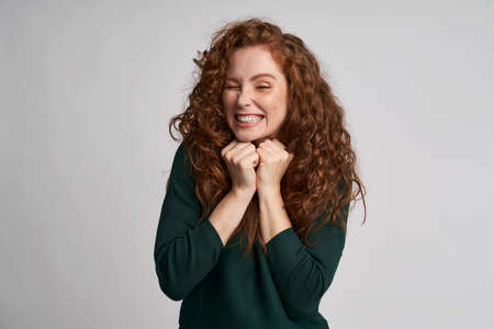 Very happy woman at the studio