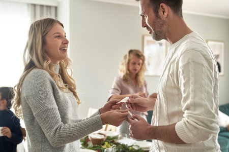 Caucasian couple make best wishes during Christmas Eve