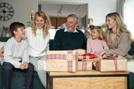 Family of different generation spending time on Christmas time
