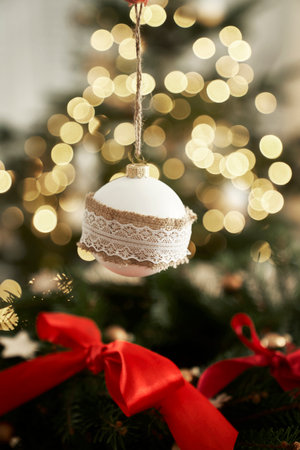 Christmas ball and Christmas treeの写真素材