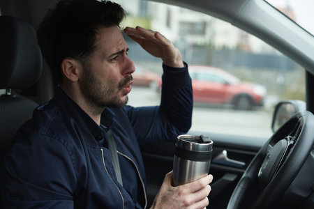 Frustrated driver in the carの写真素材