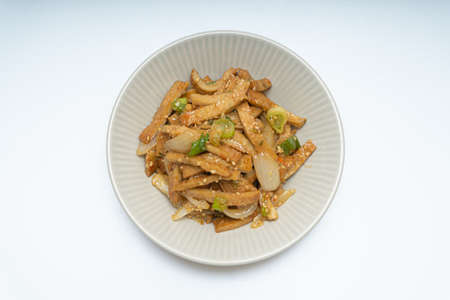Stir-fried Fish Cake with Various Vegetables in a Bowlの写真素材