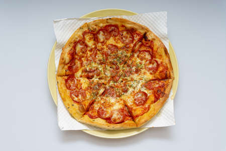Delicious looking pizza with various fresh ingredients addedの写真素材