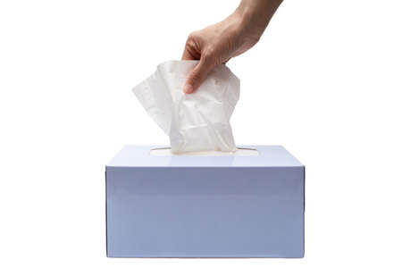 Cleanliness and hygiene toilet paper concept on white backgroundの写真素材