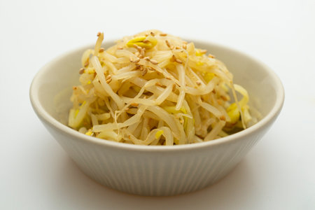 Stir-fried bean sprouts neatly served in a bowlの写真素材
