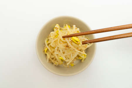 Stir-fried bean sprouts neatly served in a bowlの写真素材