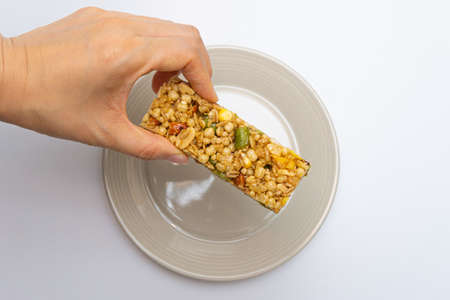 A nutritious snack grain bar that looks deliciousの写真素材